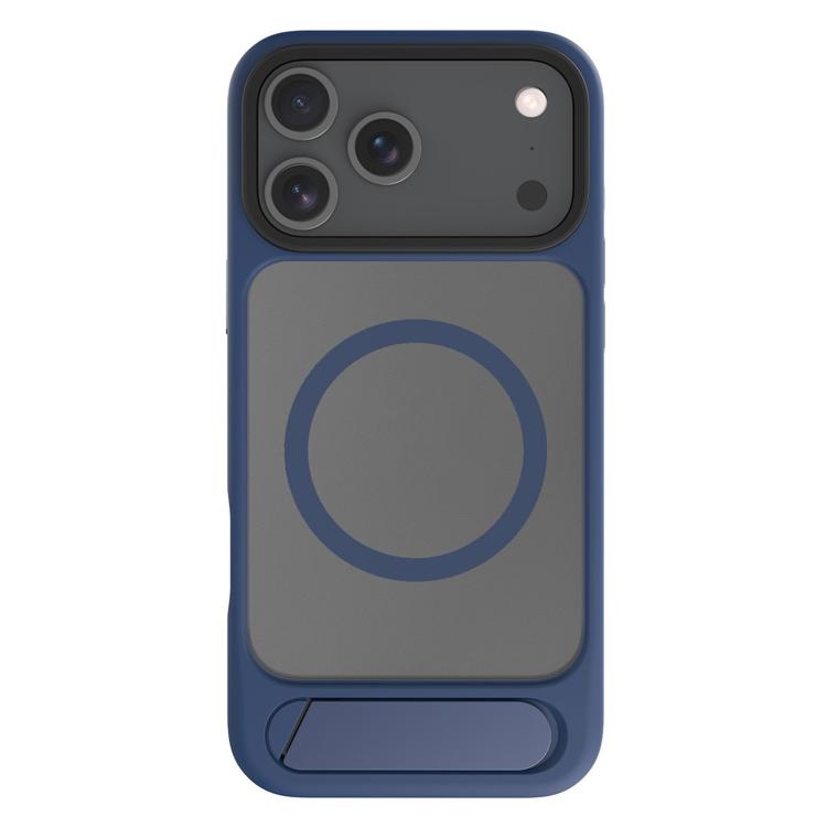 For iPhone 17 Pro Kalebol MagSafe Invisible Tilt Holder PC Hybrid TPU Case(Navy Blue)