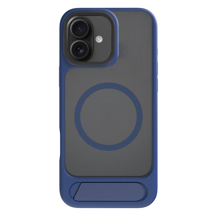 For iPhone 17 Kalebol MagSafe Invisible Tilt Holder PC Hybrid TPU Case(Navy Blue)