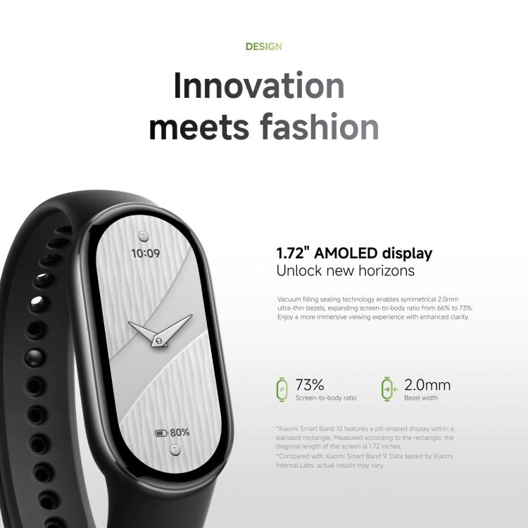 Original Xiaomi Smart Band 10, 1.72 inch AMOLED Screen 5ATM Waterproof Smart Watch, Support Blood Oxygen / Heart Rate Monitor(Black) - free shipping - PMC Jewellery - Order now!