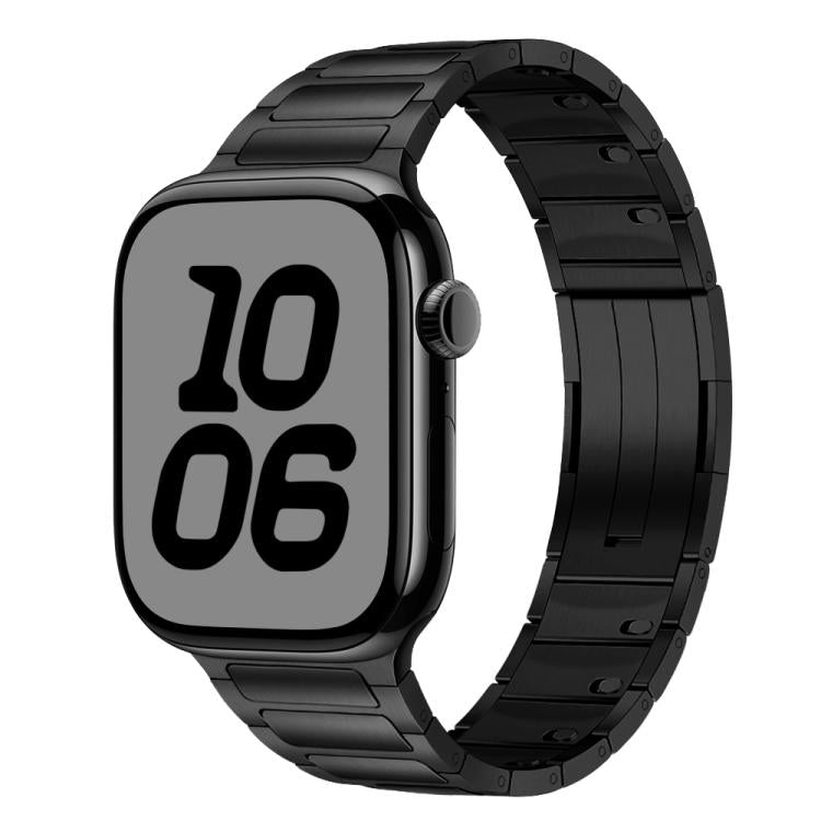 For Apple Watch 46mm / 49mm / 45mm / 44mm Tri-beads Side-detachable Buckle Stainless Steel Watch Band(Black)