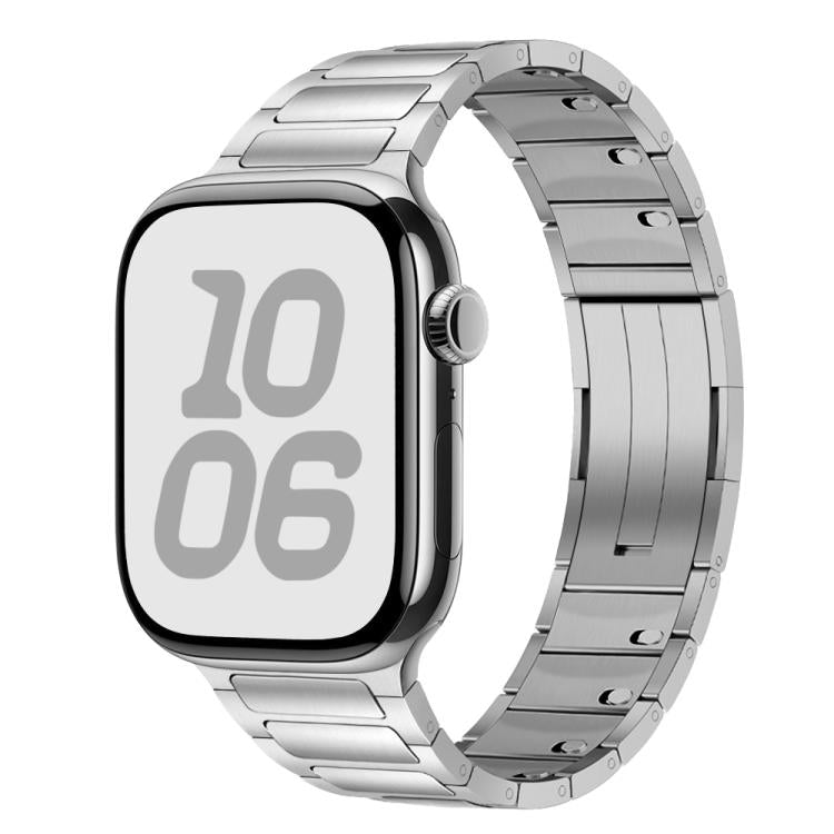 For Apple Watch 46mm / 49mm / 45mm / 44mm Tri-beads Side-detachable Buckle Stainless Steel Watch Band(Silver)