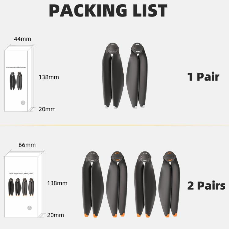 For DJI Mavic 4 Pro Sunnylife 1158F Quick-Release Propellers Blades, Type:One Pair(Orange Tip) - free shipping - PMC Jewellery - Order now!