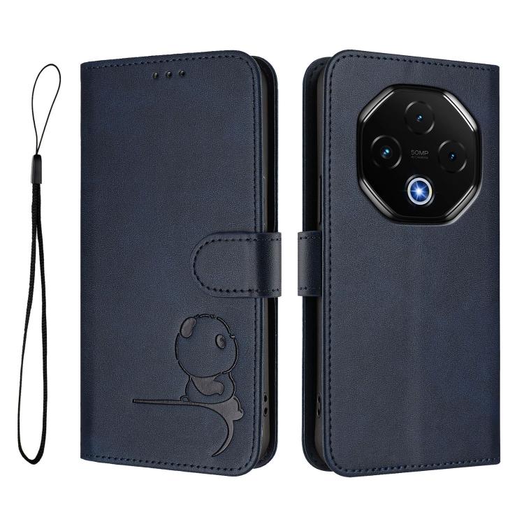 For UMIDIGI G100 Pro Litter Panda Embossing RFID Leather Phone Case with Lanyard(Blue)