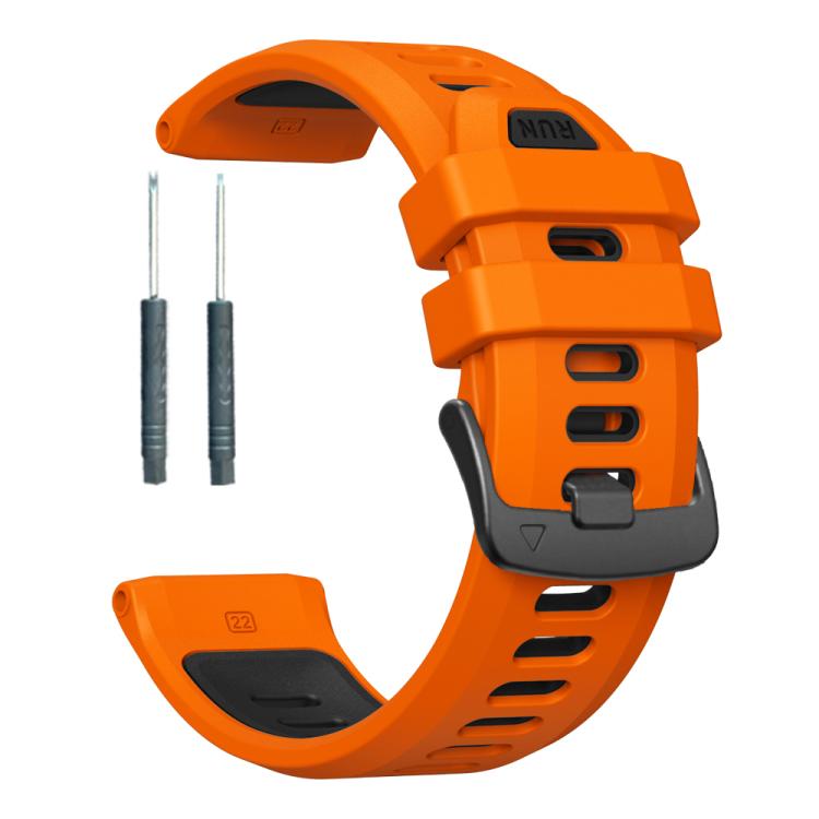 For Garmin Forerunner 970 Two Color Steel Buckle Silicone Watch Band(Orange Black)