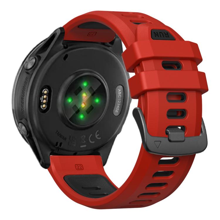 For Garmin Forerunner 970 Two Color Steel Buckle Silicone Watch Band(Red Black)