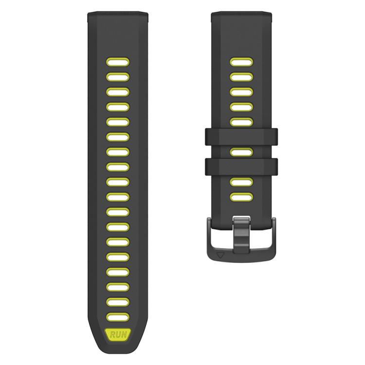 For Garmin Forerunner 970 Two Color Steel Buckle Silicone Watch Band(Black Lime)
