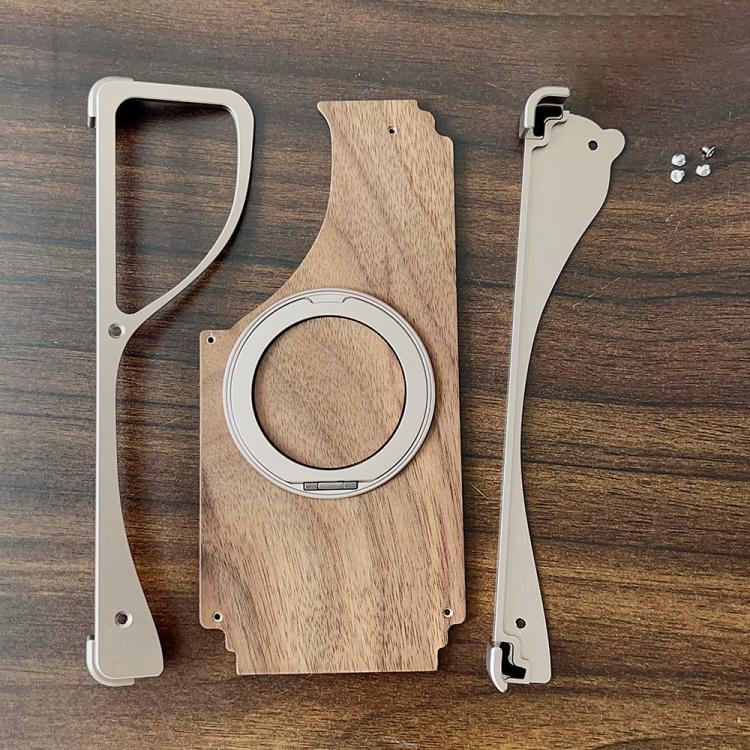 For Samsung Galaxy S25 Ultra 5G Walnut Metal Frameless 360 Degree Rotation Holder MagSafe Phone Case(Titanium Color) - free shipping - PMC Jewellery - Order now!