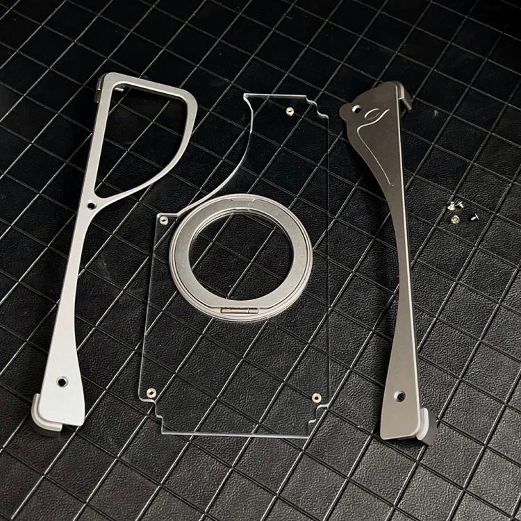 For Samsung Galaxy S25 Ultra 5G Metal Frameless 360 Degree Rotation Holder MagSafe Transparent Phone Case(Black)