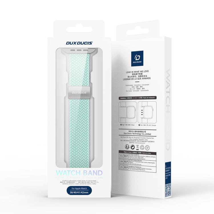 For Apple Watch 38 / 40 / 41 / S10 42mm DUX DUCIS Mixture Ultra Series Magnetic Buckle Nylon Braided Strap(Mint Green)