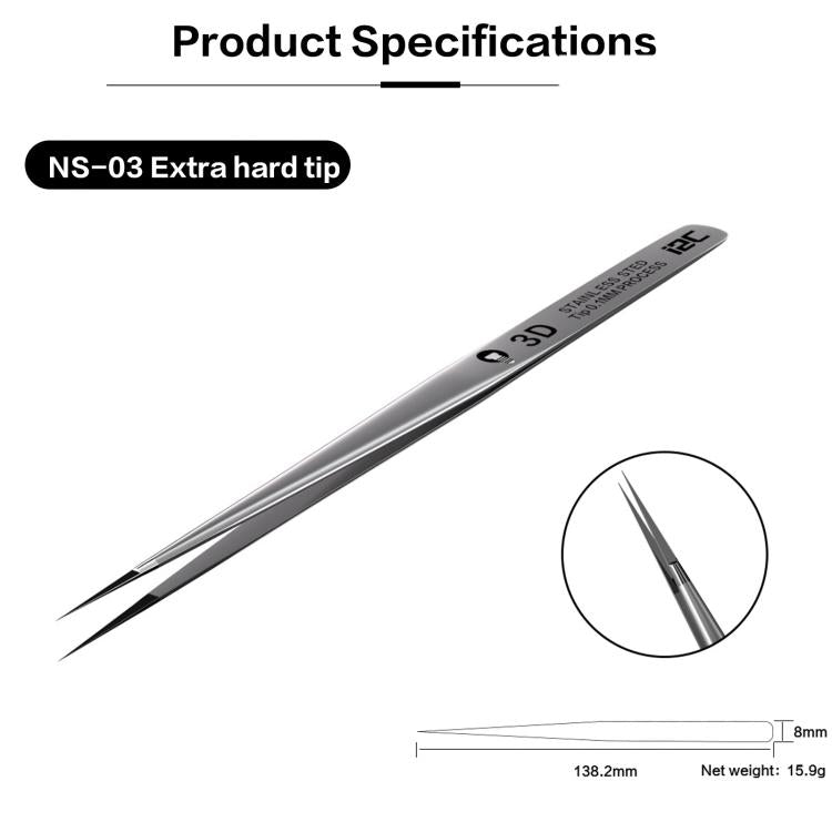 i2C NS Series Super Alloy High Precision Stainless Steel Super Hard Extra Tip Flying Wire Tweezers, Model:NS-03 Extra Hard Tip