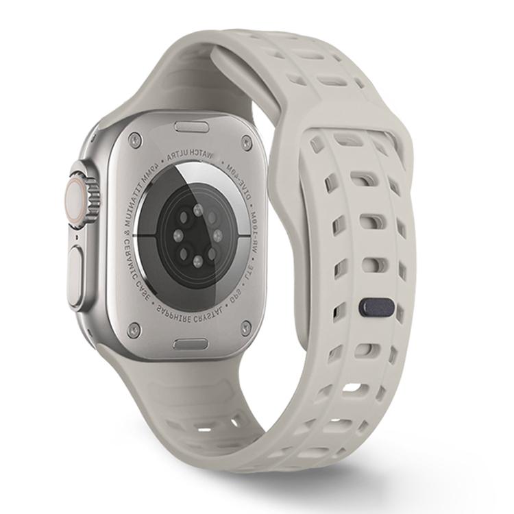 For Apple Watch 46mm / 49mm / 45mm / 44mm Shark Texture Holes Silicone Watch Band(Starlight)