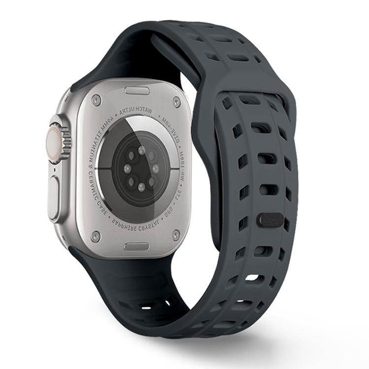 For Apple Watch 46mm / 49mm / 45mm / 44mm Shark Texture Holes Silicone Watch Band(Starry Lime)