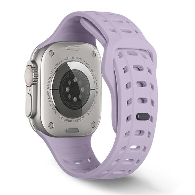 For Apple Watch 46mm / 49mm / 45mm / 44mm Shark Texture Holes Silicone Watch Band(Lavender Purple)