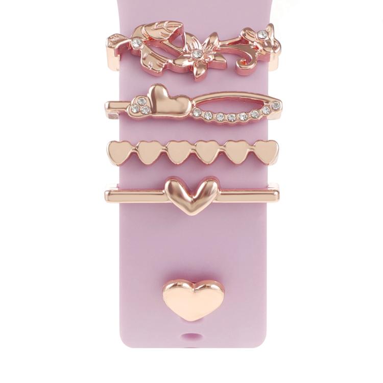 Smart Watch Band Decorative Ring Metal Accessories(Rose Gold Lily)