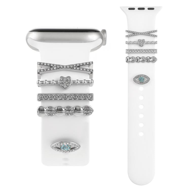 Smart Watch Band Decorative Ring Metal Accessories(Silver Heart Eyes)