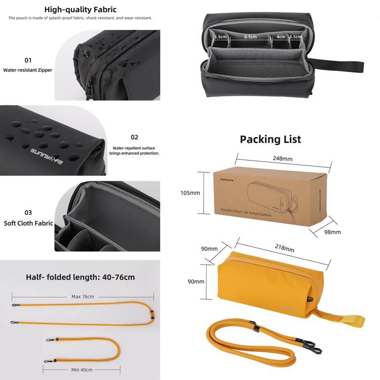 For DJI OSMO Pocket 3 Sunnylife Carrying Handbag Storage Shoulder Bag Combo Bags Mini Travel Daily Pouch(Orange) - free shipping - PMC TechLife - Order now!