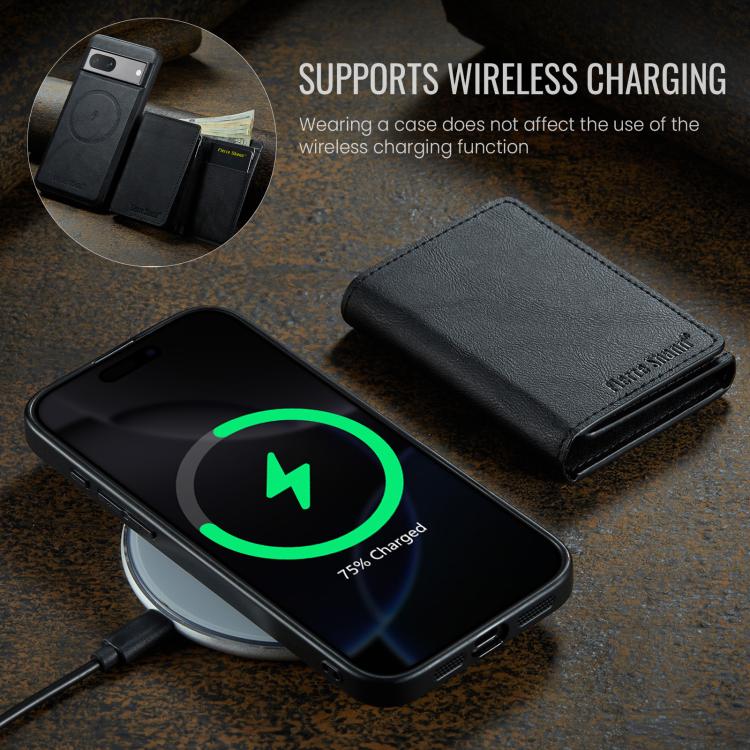 For Google Pixel 7a Fierre Shann 2 in 1 Holder RFID Card Slot Wallet MagSafe Phone Case(Black) - free shipping - PMC TechLife - Order now!