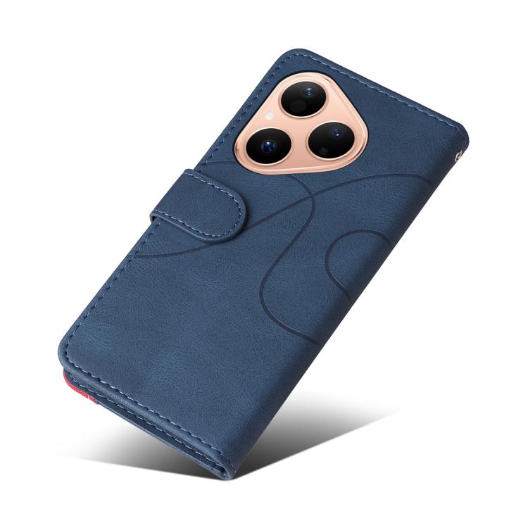 For Huawei Pura 80 5G Dual-color Splicing Flip Leather Phone Case(Blue)