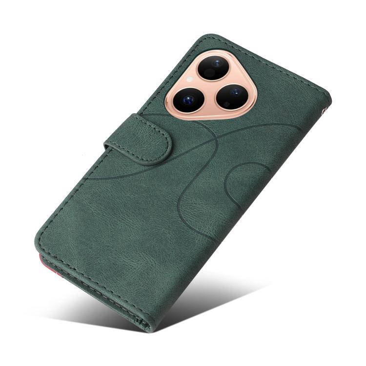 For Huawei Pura 80 5G Dual-color Splicing Flip Leather Phone Case(Green)