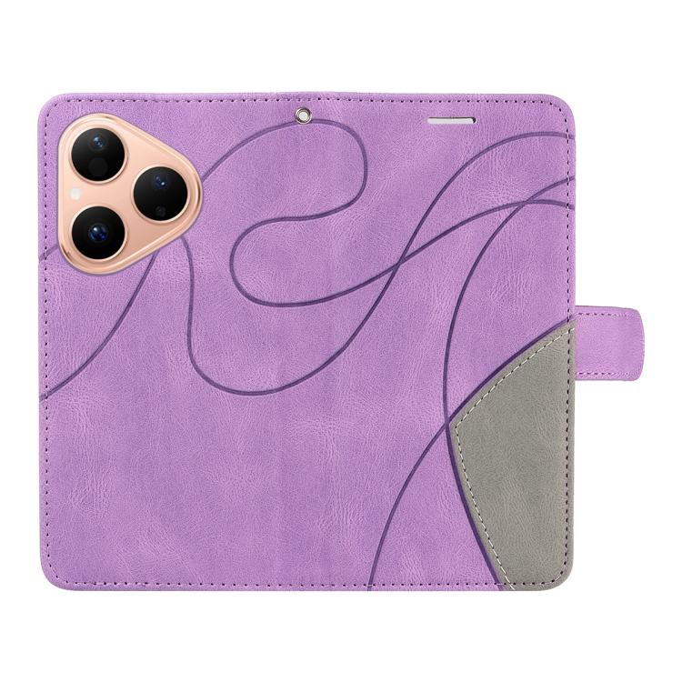 For Huawei Pura 80 5G Dual-color Splicing Flip Leather Phone Case(Purple)