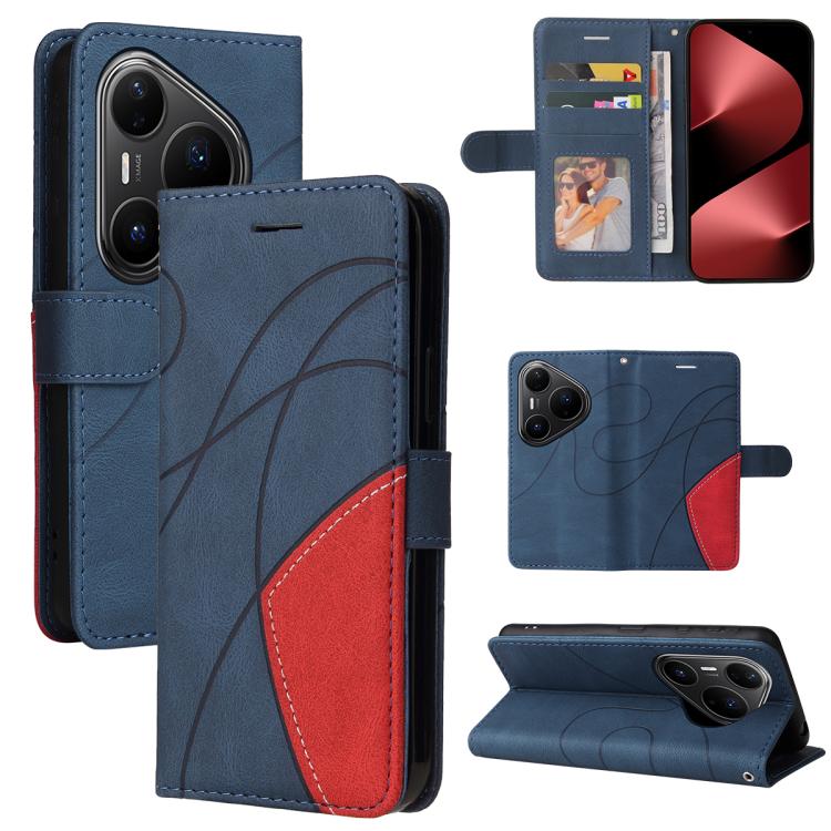 For Huawei Pura 80 Pro 5G Dual-color Splicing Flip Leather Phone Case(Blue)