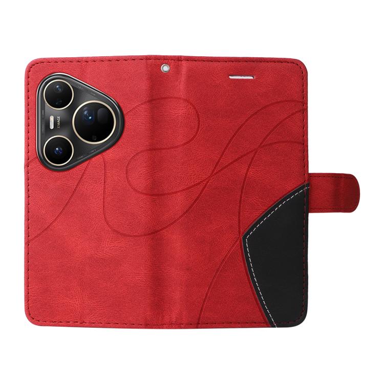 For Huawei Pura 80 Ultra 5G Dual-color Splicing Flip Leather Phone Case(Red)