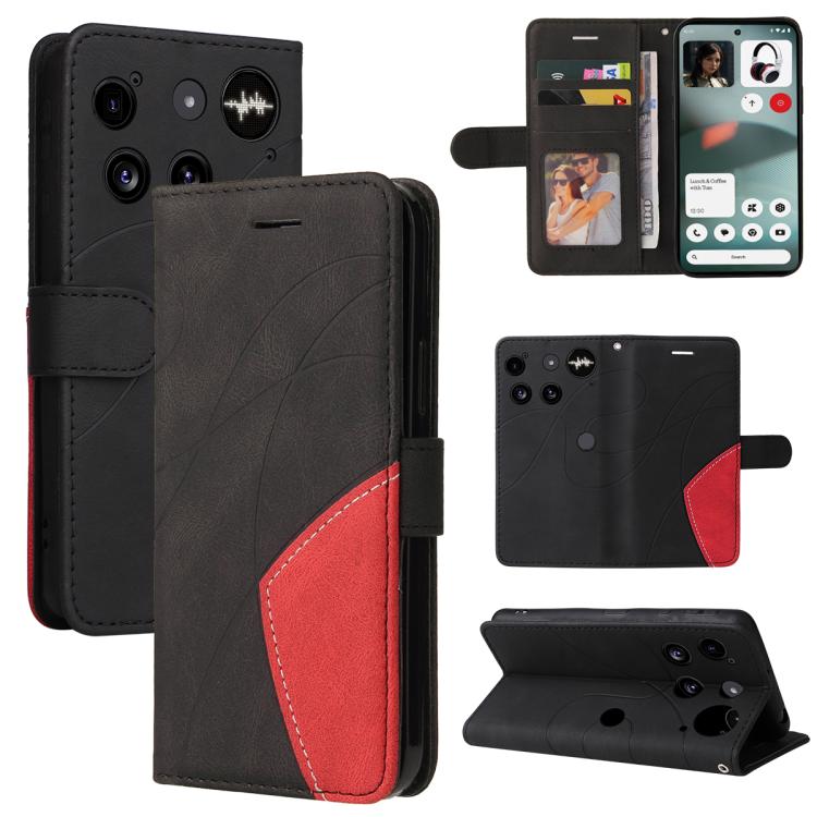 For Nothing Phone 3 Dual-color Splicing Flip Leather Phone Case(Black) - free shipping - PMC Jewellery - Order now!