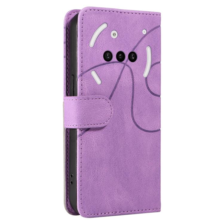 For Nothing Phone 3A Dual-color Splicing Flip Leather Phone Case(Purple)