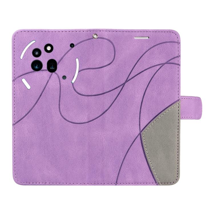 For Nothing Phone 3A Pro Dual-color Splicing Flip Leather Phone Case(Purple)