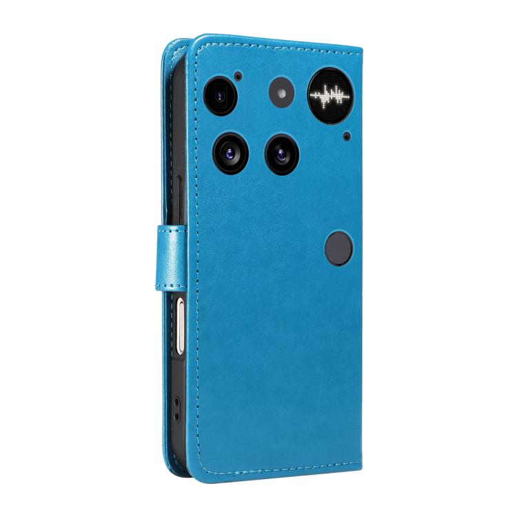 For Nothing Phone 3 Cat and Bee Embossed Flip Leather Phone Case(Blue)