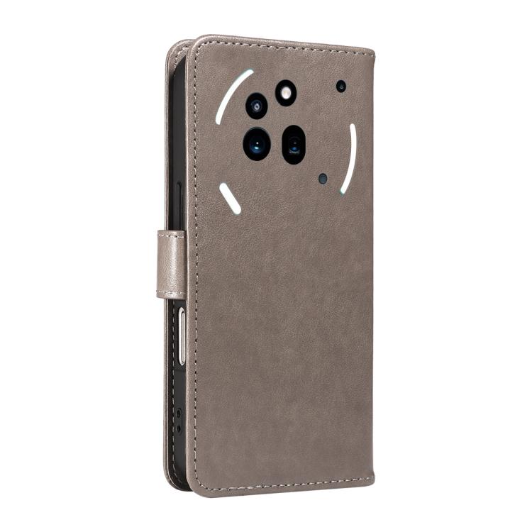 For Nothing Phone 3A Pro Cat and Bee Embossed Flip Leather Phone Case(Grey)