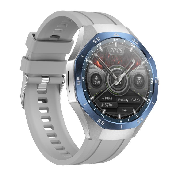 F38 Dual-ear Bluetooth Earphone Smart Watch IP67 Supports Heart Rate Monitoring, Watchband:Silicone(Silver)