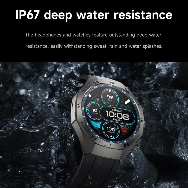 F38 Dual-ear Bluetooth Earphone Smart Watch IP67 Supports Heart Rate Monitoring, Watchband:Steel(Black) - free shipping - PMC Jewellery - Order now!