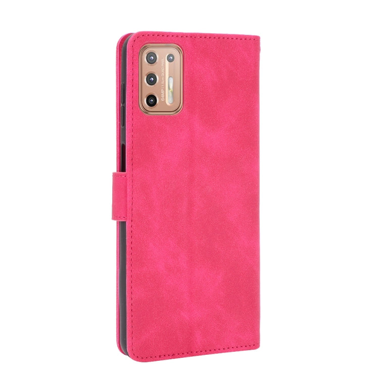 For Motorola Moto G9 Plus Solid Color Skin Feel Magnetic Buckle Horizontal Flip Calf Texture PU Leather Case with Holder & Card Slots & Wallet(Rose Red)