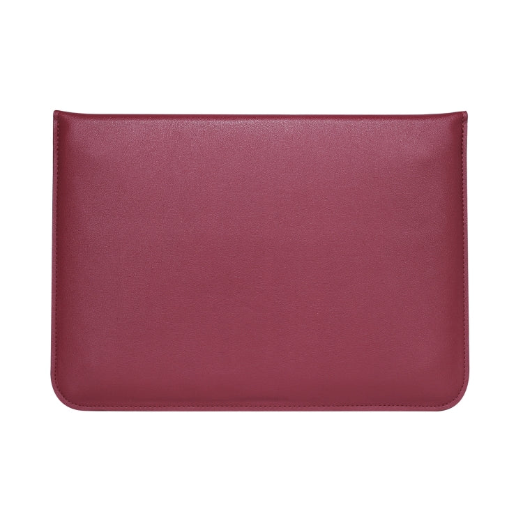 PU Leather Ultra-thin Envelope Bag Laptop Bag for MacBook Air / Pro 15 inch, with Stand Function(Wine Red)