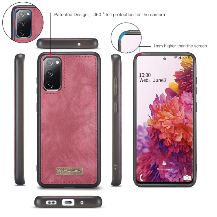 For Samsung Galaxy S20 FE CaseMe 008 Detachable Multifunctional Horizontal Flip Leather Case with Holder & Card Slot & Zipper Wallet & Photo Frame(Red)