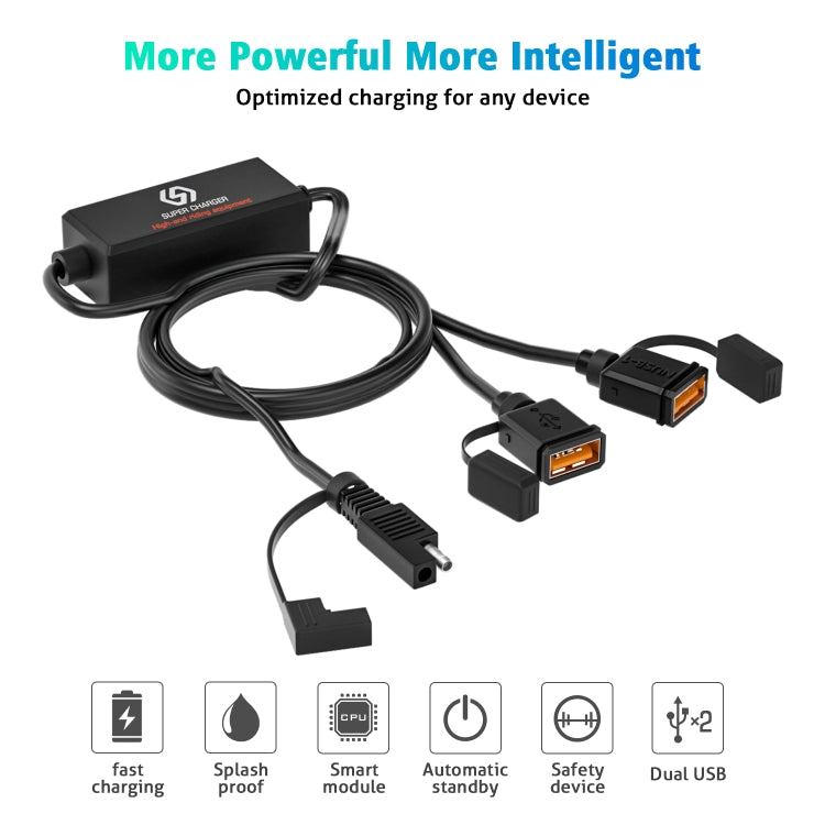 WUPP CS-1186A1 Motorcycle SAE Dual USB Fast Charging Charger - free shipping - PMC Jewellery - Order now!