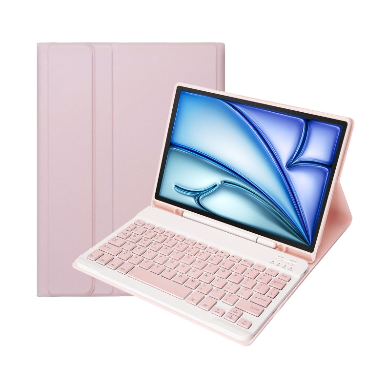 For iPad Air 11 2024 / 2025 / Air 4 2020 / Air 5 2022 A098B Detachable ABS Ultra-thin Candy Colors Bluetooth Keyboard Tablet Case with Stand & Pen Slot(Pink)