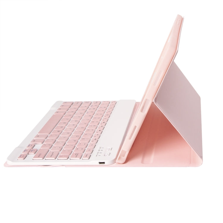 For iPad Air 11 2024 / 2025 / Air 4 2020 / Air 5 2022 A098B Detachable ABS Ultra-thin Candy Colors Bluetooth Keyboard Tablet Case with Stand & Pen Slot(Pink)