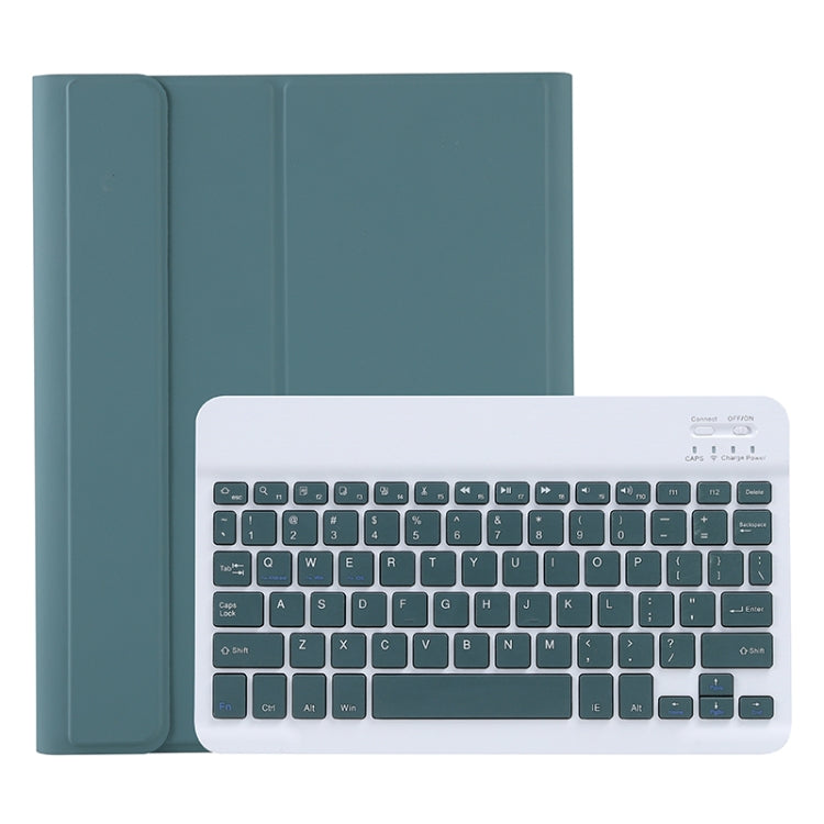 For iPad Air 11 2024 / 2025 / Air 4 2020 / Air 5 2022 A098B Detachable ABS Ultra-thin Candy Colors Bluetooth Keyboard Tablet Case with Stand & Pen Slot(Dark Green)