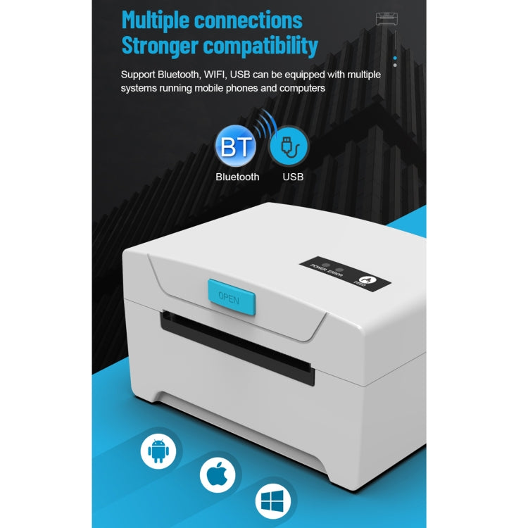 ZJ-8600 76x130 Single Paper Waybill Express Bill Label Printer, USB + Bluetooth Version, UK Plug