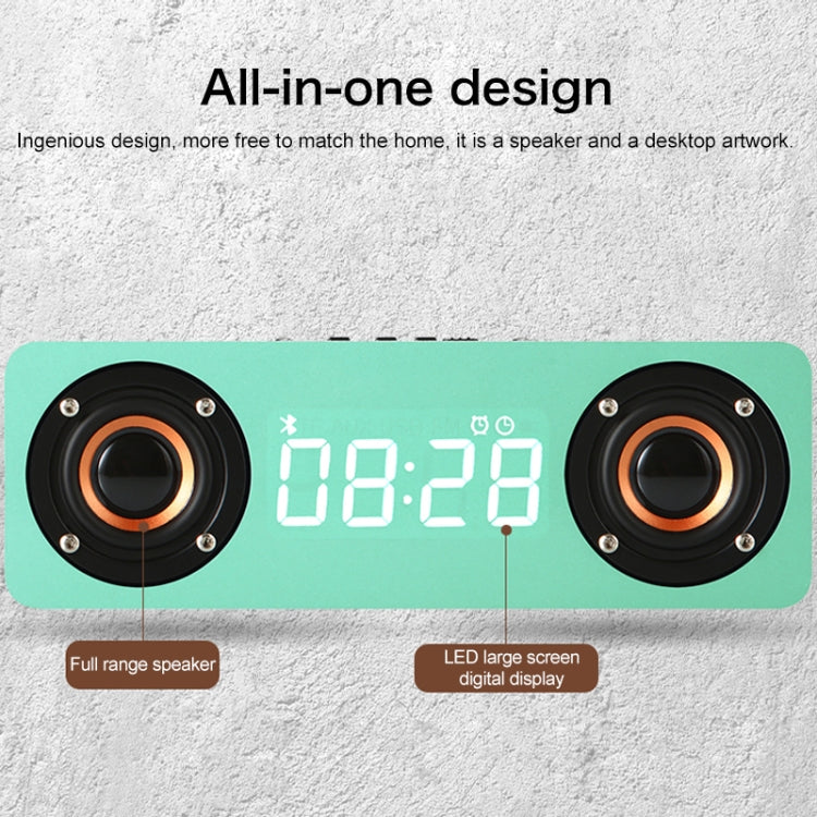 M5C Subwoofer Wooden Clock Bluetooth 4.2 Speaker, Support TF Card & 3.5mm AUX & FM Radio(Grey Wood Grain)