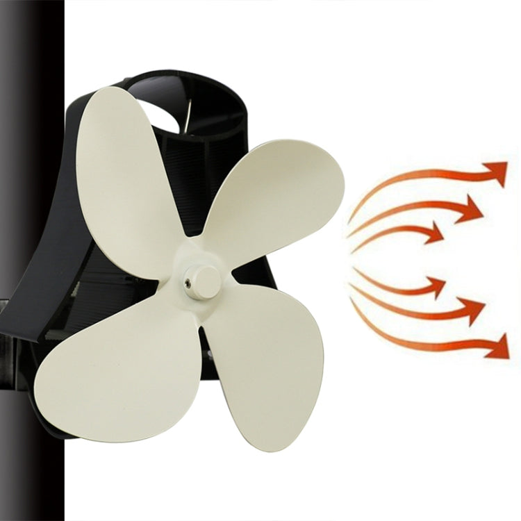 YL-105 4-Blade Aluminum Heat Powered Fireplace Stove Fan(White)
