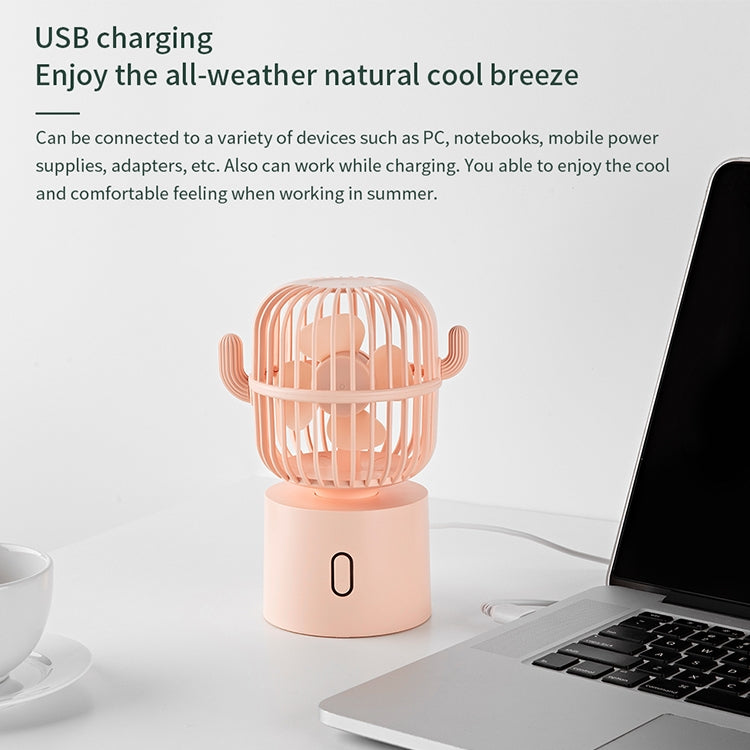 F6 Cactus Portable Mini Fan USB Shaking Head Handheld Desk Electric Fan (Dark Blue)