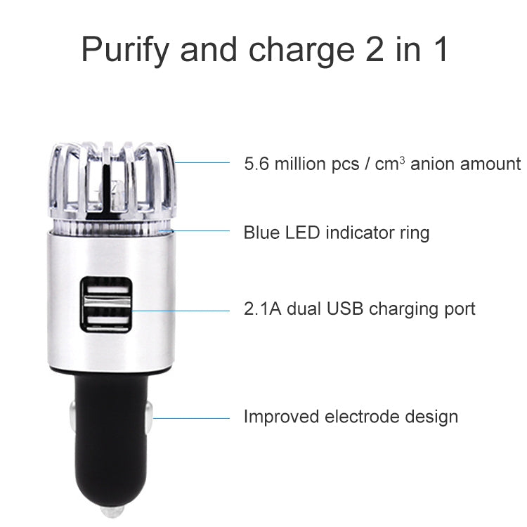 2 in 1 Car Negative-ion Aromatherapy Air Purifier Humidifier + Dual USB Port Car Charger (Gold)