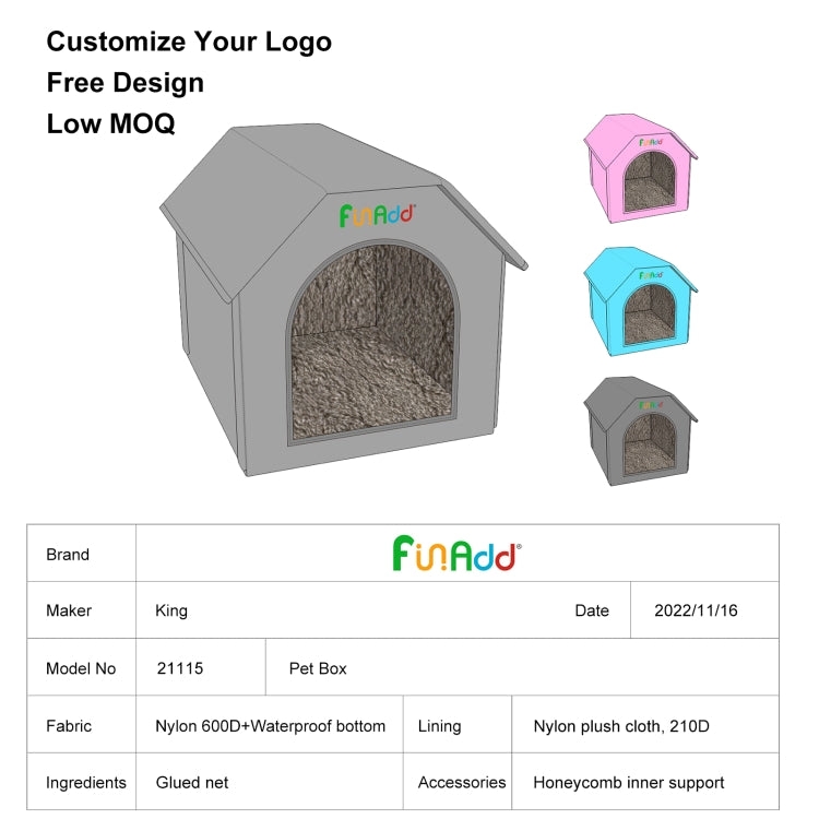 FUNADD Extra Large Folding Weatherproof Pet Houses with Removable Mat (Pink) - Pet Houses & Accessories by FunAdd | Online Shopping South Africa | PMC Jewellery | Buy Now Pay Later Mobicred