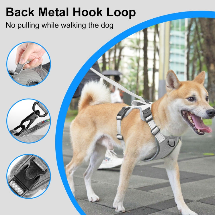FunAdd Traction Rope Reflective Breathable Nylon Pet Vest Dog Harness, Size: M (Grey) - Leashes & Chest Strap by FunAdd | Online Shopping South Africa | PMC Jewellery | Buy Now Pay Later Mobicred