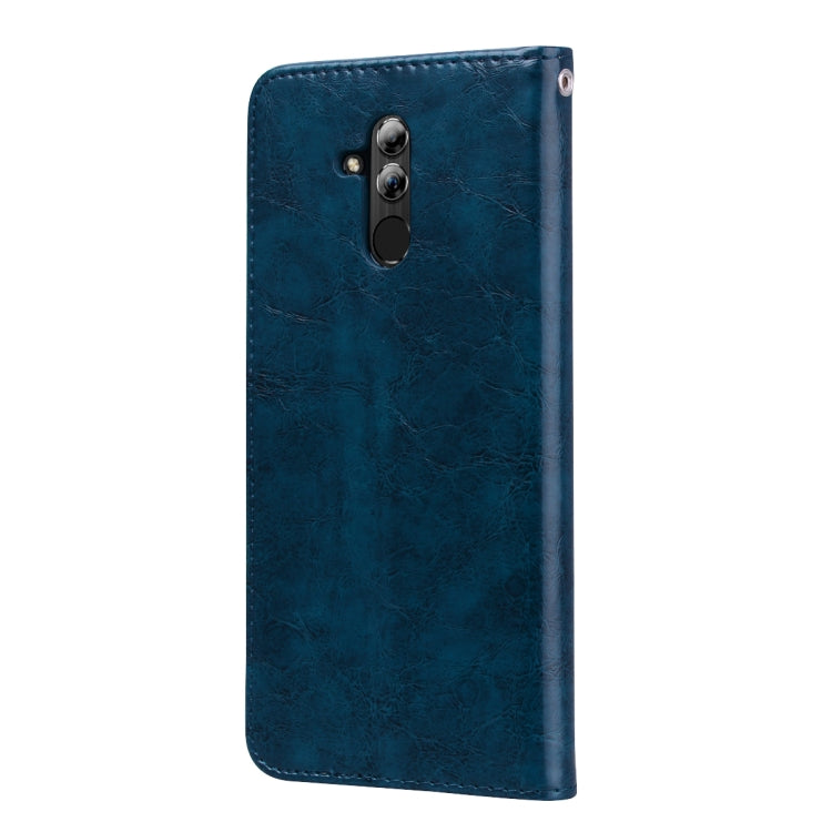 Business Style Oil Wax Texture Horizontal Flip Leather Case for Huawei Mate 20 Lite, with Holder & Card Slots & Wallet (Blue)