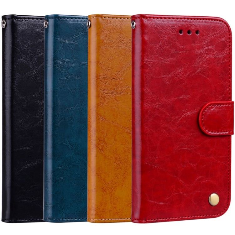 Business Style Oil Wax Texture Horizontal Flip Leather Case for Huawei P Smart / Enjoy 7S, with Holder & Card Slots & Wallet(Blue)