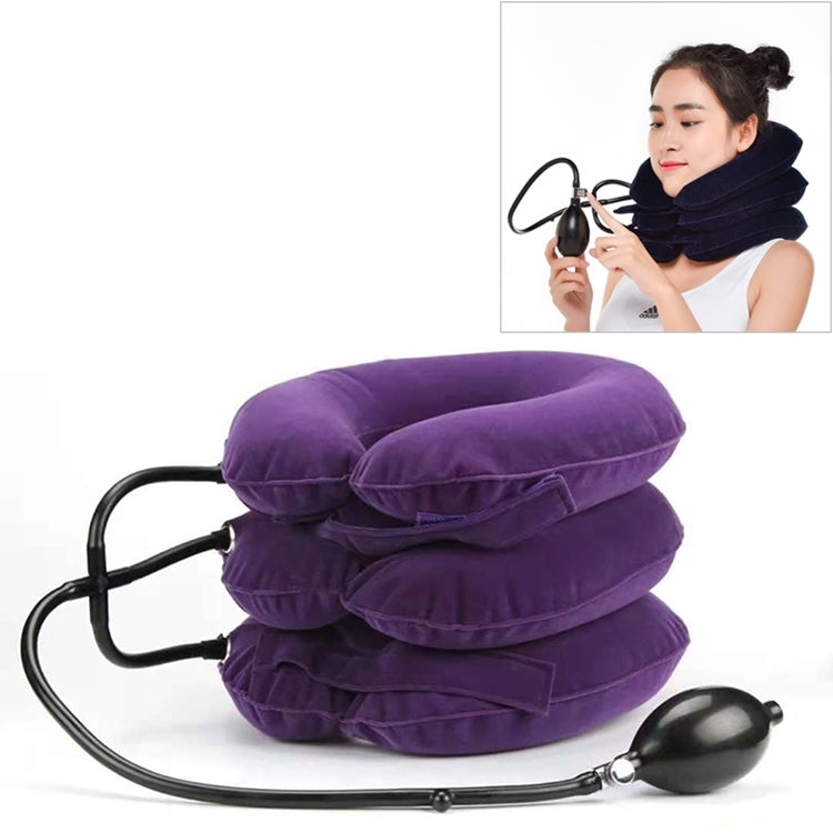 Household Full Cashmere Cervical Traction Instrument Neck Protection Inflatable Cervical Spine Massage Instrument (Purple)